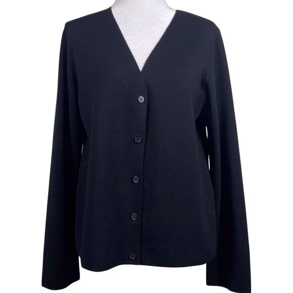 COS Women's Wool Cardigan Sweater Size Medium Black Boxy Minimalist Office EUC - Picture 4 of 12